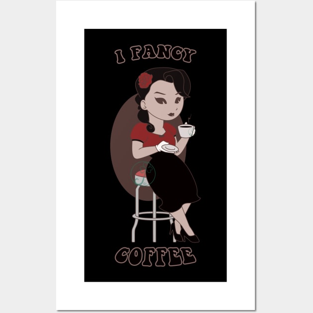 Old Style cartoon pin up - Coffee Wall Art by JuditangeloZK